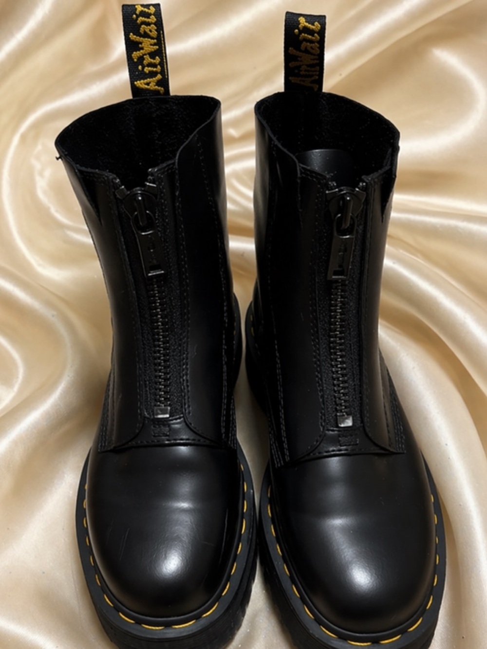 Dr. Martens Black Leather Combat Boots – Zip Front / Platform Style - Picture 7 of 7